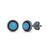 Stud Earrings Round Bali Lab Created Opal 925 Sterling Silver (5mm-10mm)