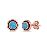 Stud Earrings Round Bali Lab Created Opal 925 Sterling Silver (5mm-10mm)