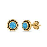 Stud Earrings Round Bali Lab Created Opal 925 Sterling Silver (5mm-10mm)