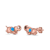 Baby Elephant Stud Earrings Created Opal 925 Sterling Silver (6mm)