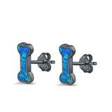 Dog Bone Stud Earrings Created Opal 925 Sterling Silver (5mm)