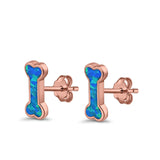 Dog Bone Stud Earrings Created Opal 925 Sterling Silver (5mm)