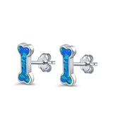 Dog Bone Stud Earrings Created Opal 925 Sterling Silver (5mm)