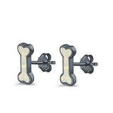 Dog Bone Stud Earrings Created Opal 925 Sterling Silver (5mm)