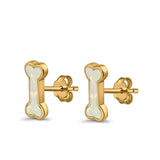 Dog Bone Stud Earrings Created Opal 925 Sterling Silver (5mm)