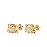 Frog Stud Earrings Created Opal 925 Sterling Silver (6mm)