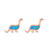 Dinosaur Stud Earring Created Opal 925 Sterling Silver (9mm)