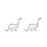 Dinosaur Stud Earring Created Opal 925 Sterling Silver (9mm)