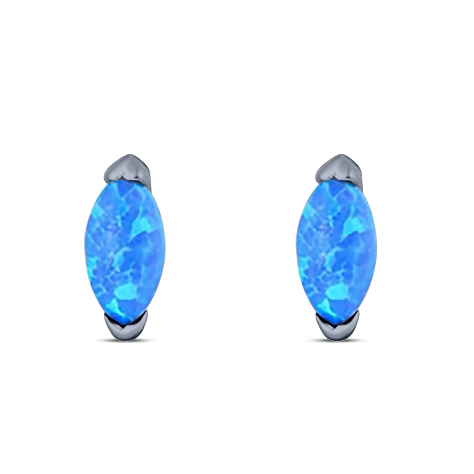 Marquise Stud Earring Created Opal Solid 925 Sterling Silver (5.5mm)