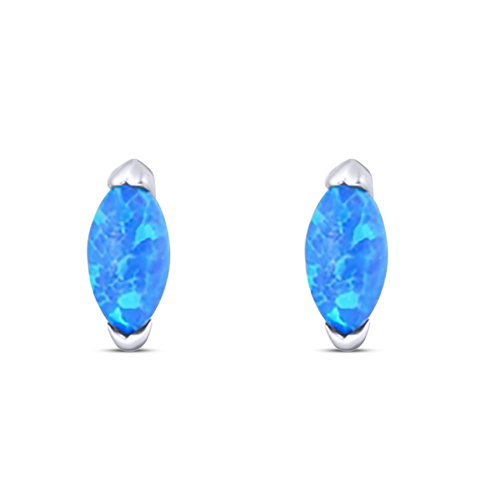 Marquise Stud Earring Created Opal Solid 925 Sterling Silver (5.5mm)