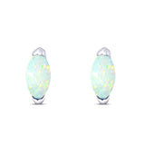 Marquise Stud Earring Created Opal Solid 925 Sterling Silver (5.5mm)