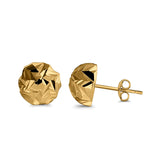 Half Ball Design Diamond Cut Stud Earrings 925 Sterling Silver (10mm)