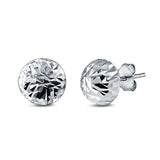 Hand Finish Design Half Ball Stud Earrings 925 Sterling Silver (8mm)