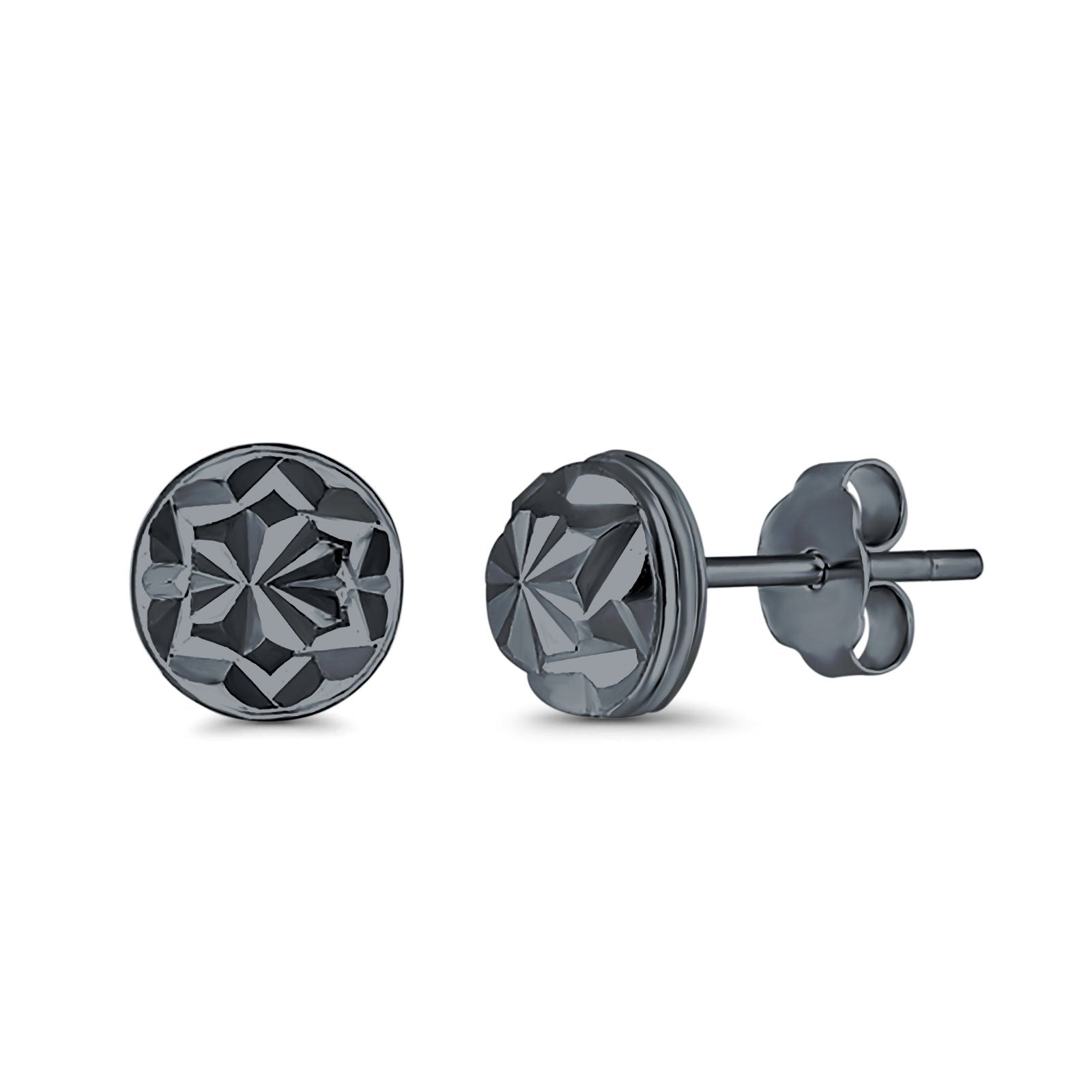 Half Ball Design Stud Earrings 925 Sterling Silver (7mm)