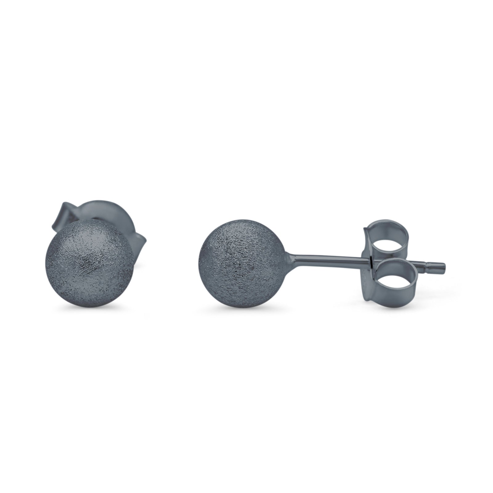 Brushed Screw Ball Round Stud Earrings 925 Sterling Silver (5mm-8mm)