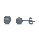 Brushed Screw Ball Round Stud Earrings 925 Sterling Silver (5mm-8mm)