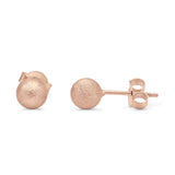 Brushed Screw Ball Round Stud Earrings 925 Sterling Silver (5mm-8mm)
