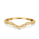 Curved Art Deco 4mm Band Ring Round Eternity Simulated CZ 925 Sterling Silver