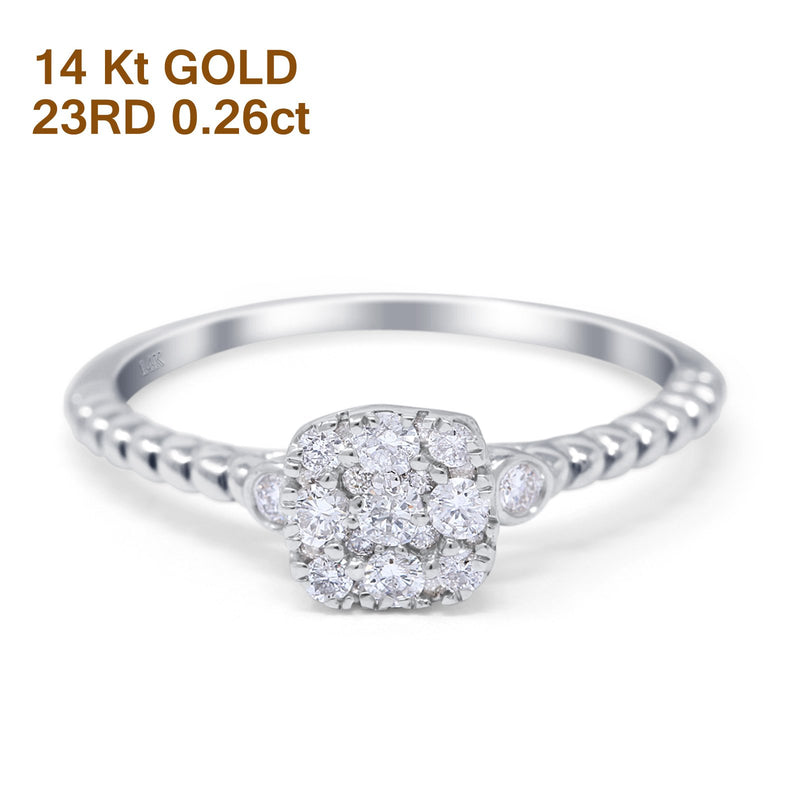 14K Gold 0.26ct Round 6.3mm G SI Diamond Engagement Wedding Promise Ring