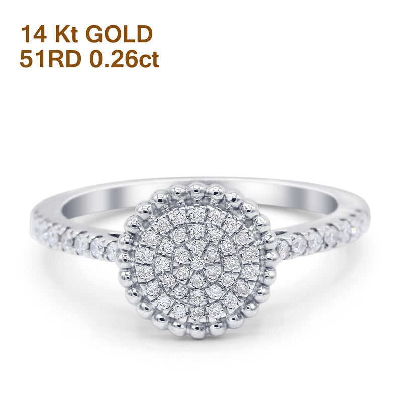 14K Gold 0.26ct Round 9.5mm G SI Diamond Engagement Wedding Ring