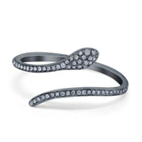 Petite Dainty Snake Ring Band Round Simulated Cubic Zirconia 925 Sterling Silver (3mm)