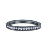 Half Eternity Ring Wedding Engagement Band Round Pave Simulated Cubic Zirconia 925 Sterling Silver (2.5mm)