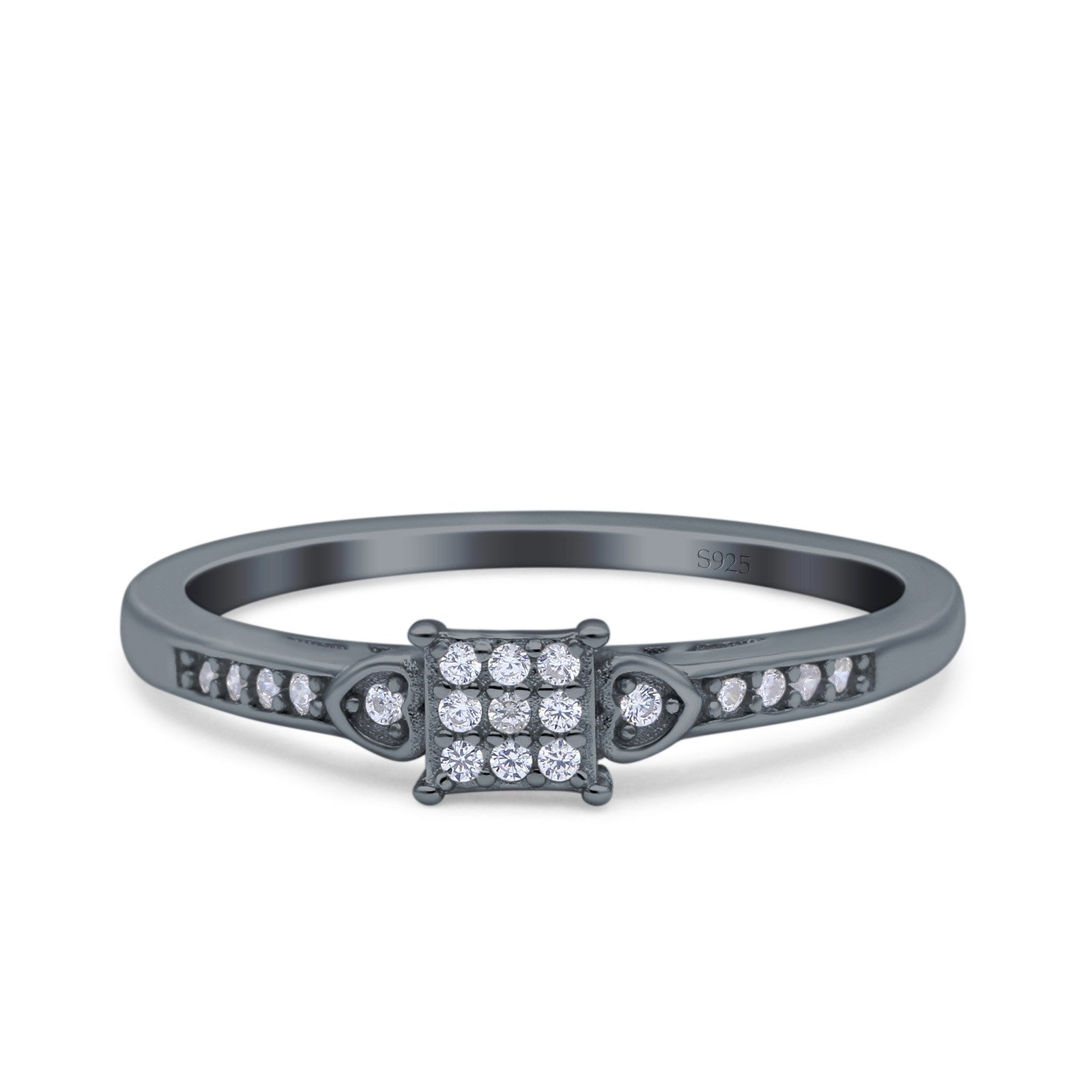 Fashion Ring Wedding Engagement Band Round Pave Simulated Cubic Zirconia 925 Sterling Silver (5mm)