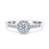 Art Deco Ring Wedding Engagement Band Round Simulated Cubic Zirconia 925 Sterling Silver (7mm)