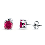 Solitaire Push Back Stud Earring Round Cubic Zirconia 925 Sterling Silver