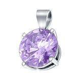 Round Simulated Cubic Zirconia Charm Pendant 925 Sterling Silver (8mm)