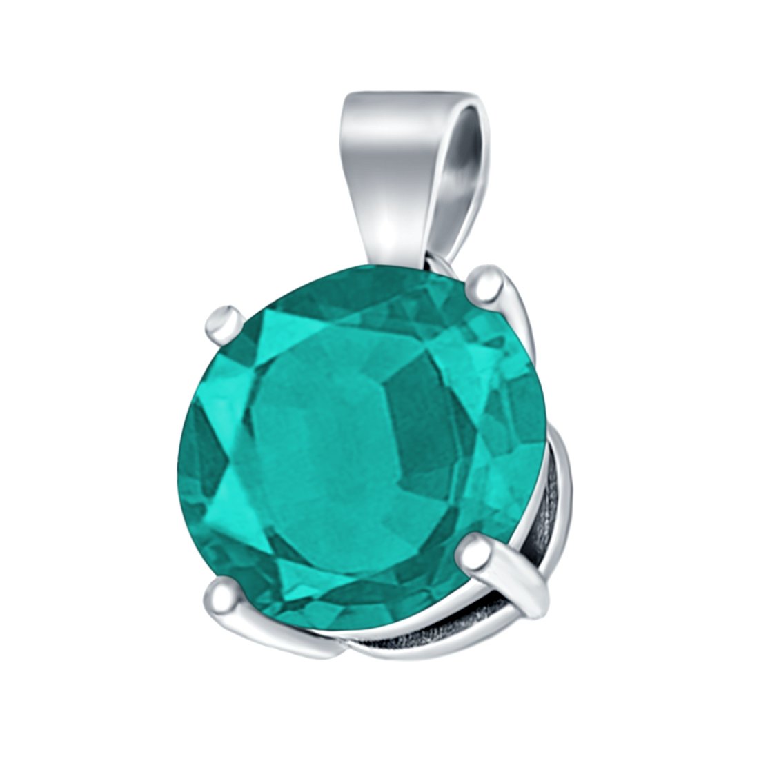 Simulated Cubic Zirconia Round Charm Pendant 925 Sterling Silver (10mm)