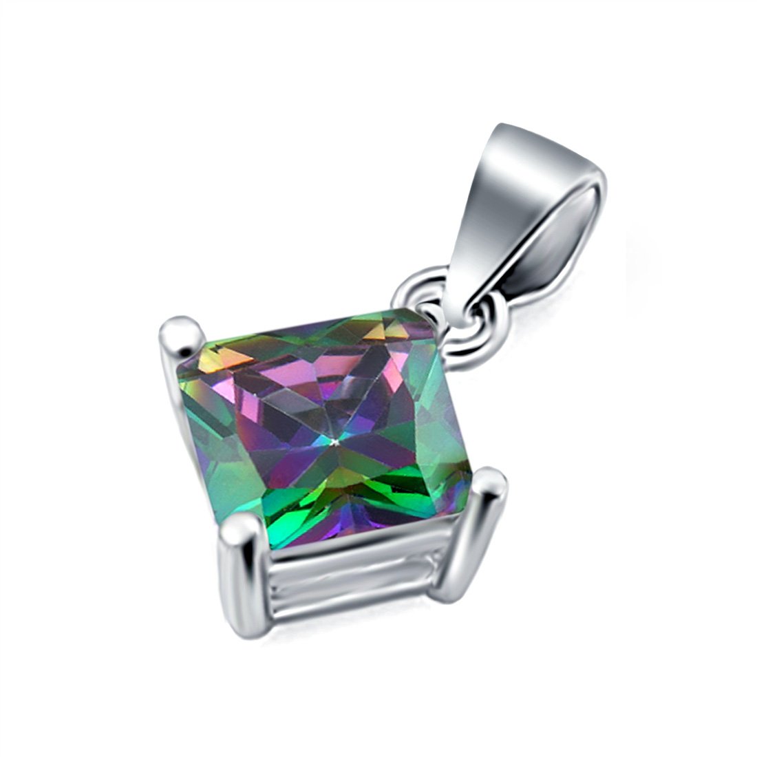 Solitaire Simulated Cubic Zirconia Pendant for Necklace 925 Sterling Silver