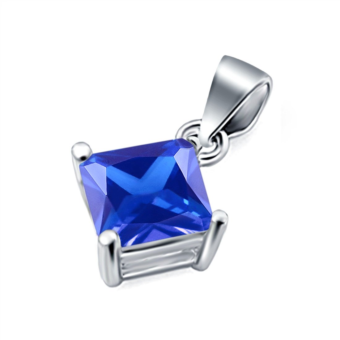 Solitaire Simulated Cubic Zirconia Pendant for Necklace 925 Sterling Silver