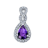 Fashion Jewelry Charm Pendant Pear Simulated Cubic Zirconia 925 Sterling Silver