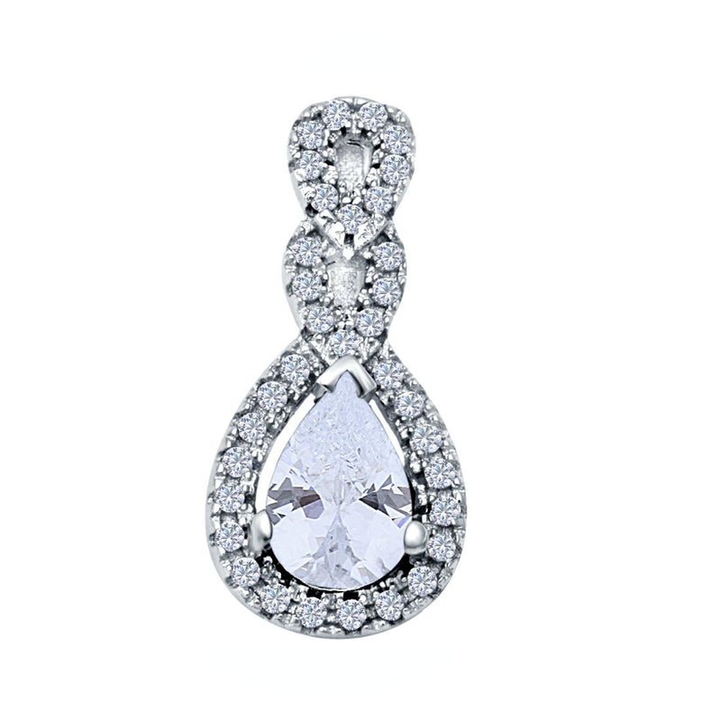 Fashion Jewelry Charm Pendant Pear Simulated Cubic Zirconia 925 Sterling Silver