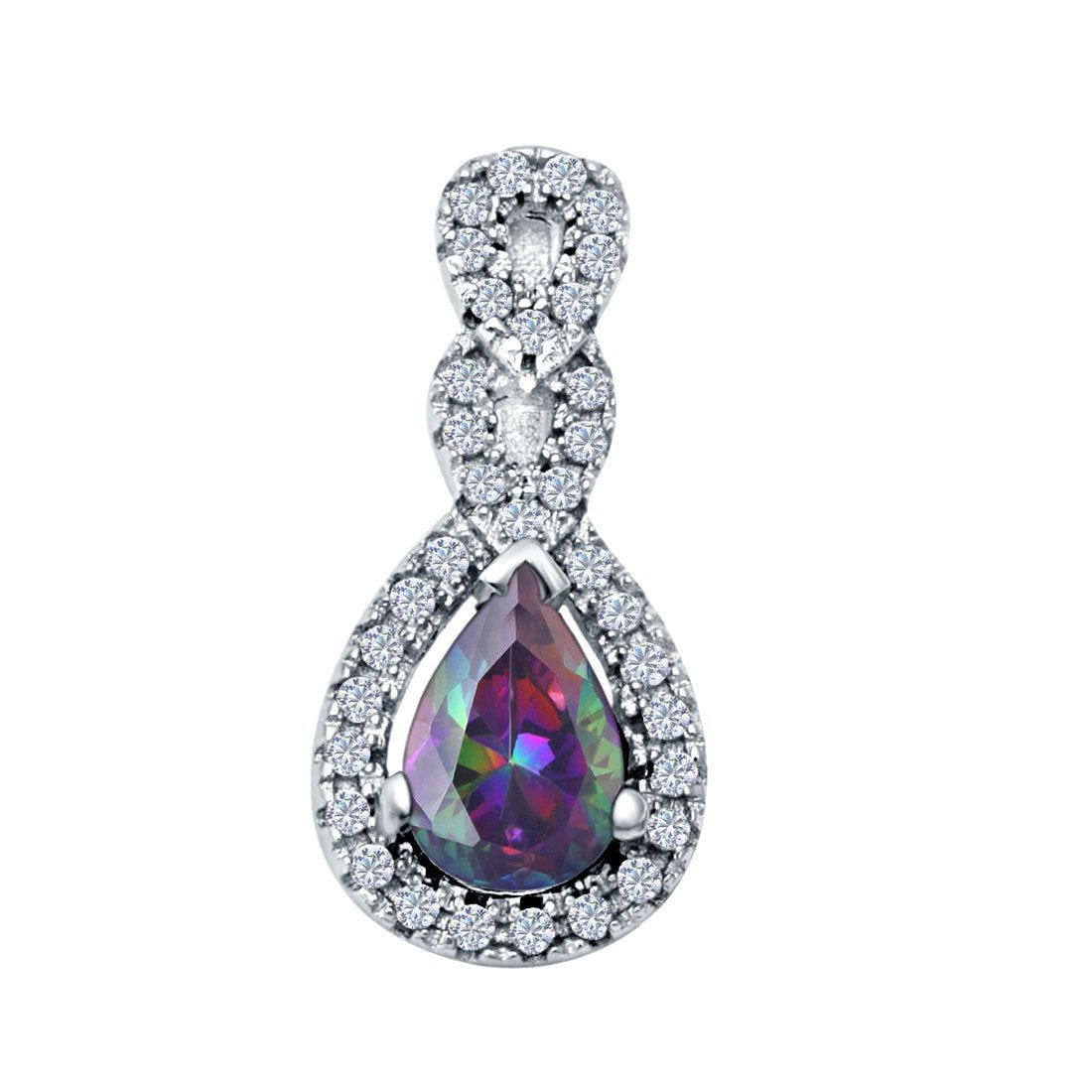 Fashion Jewelry Charm Pendant Pear Simulated Cubic Zirconia 925 Sterling Silver