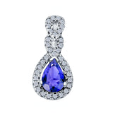 Fashion Jewelry Charm Pendant Pear Simulated Cubic Zirconia 925 Sterling Silver