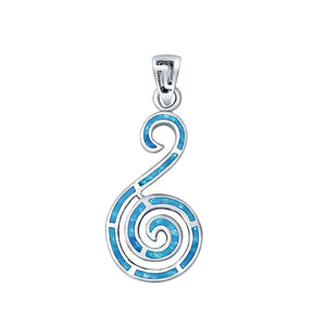 Swirl Lab Created Opal 925 Sterling Silver Charm Pendant