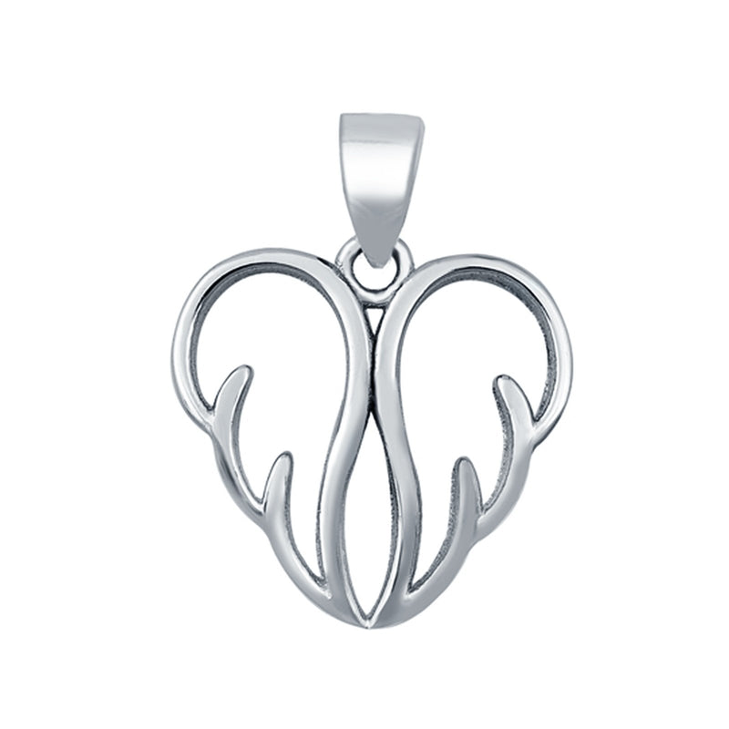 Heart Wings Pendant Heart Love Charm Pendant 925 Sterling Silver