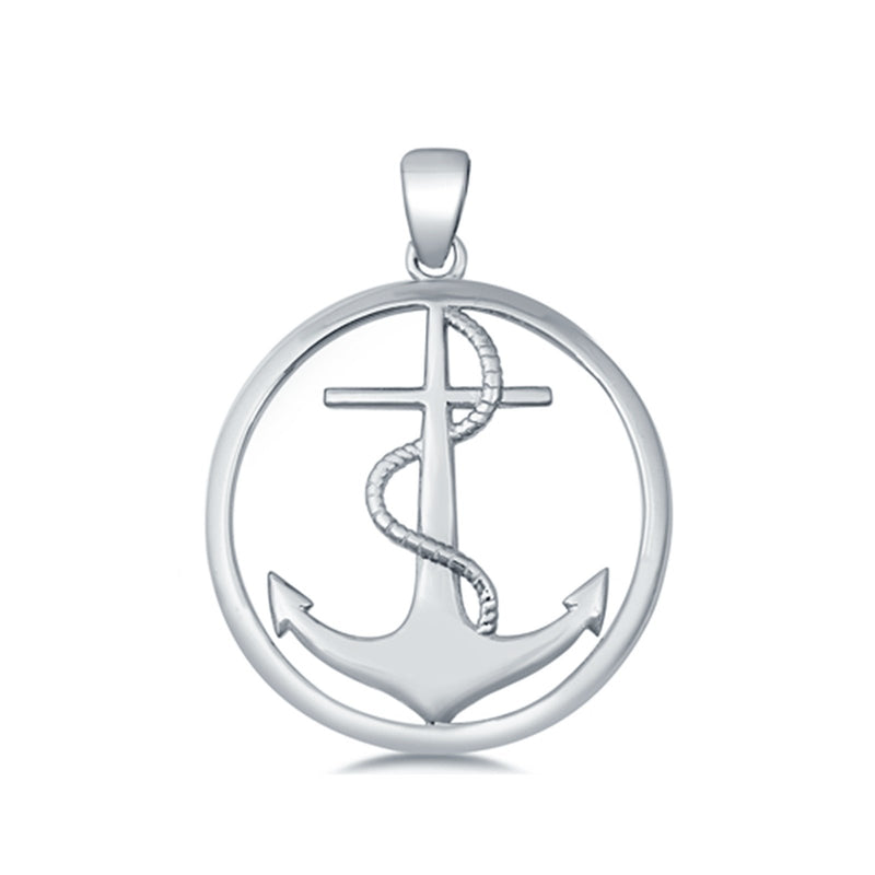 Anchor Pendant Charm Pendant Round 925 Sterling Silver