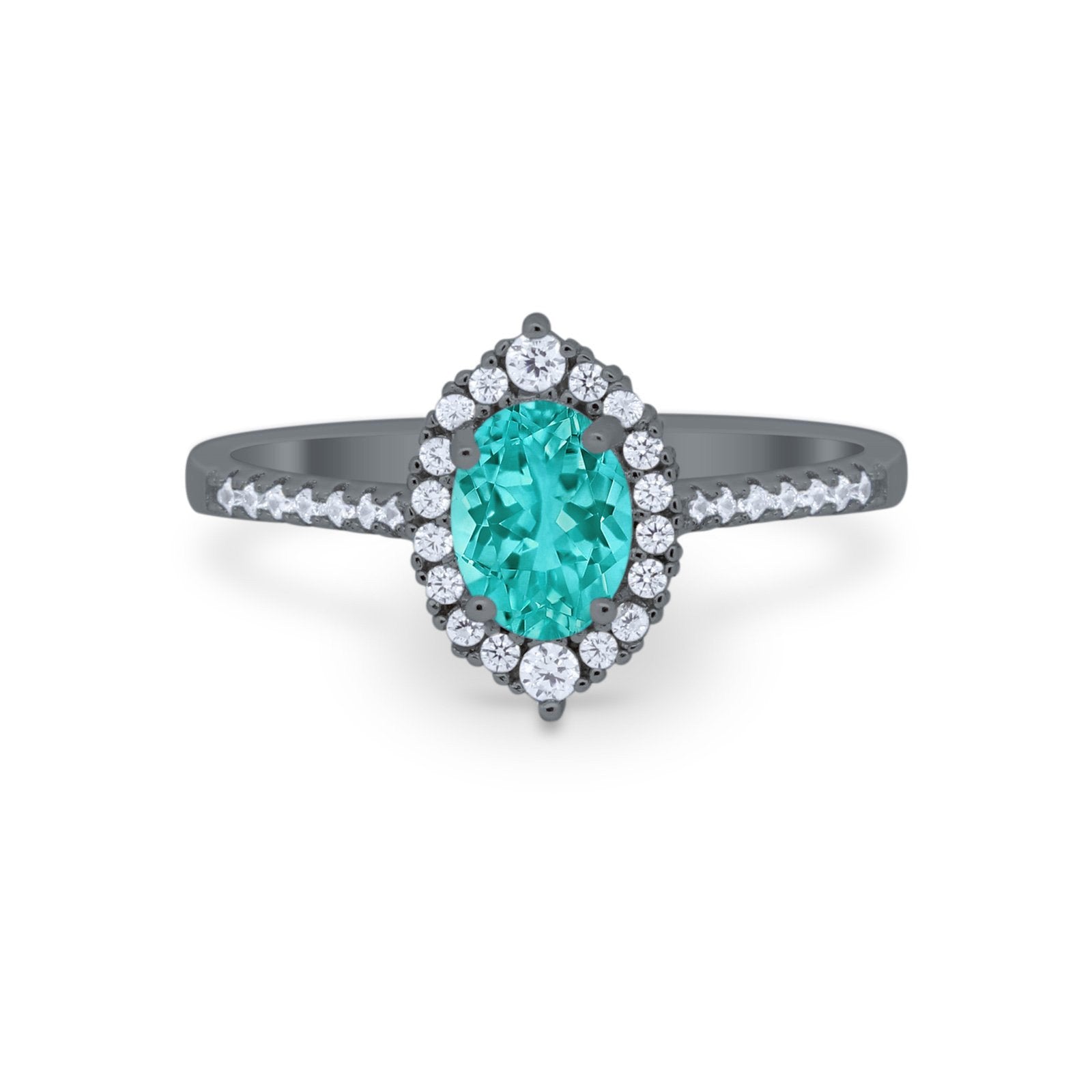 Oval Wedding Ring Vintage Round Simulated Cubic Zirconia 925 Sterling Silver