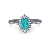Oval Wedding Ring Vintage Round Simulated Cubic Zirconia 925 Sterling Silver