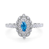 Art Deco Marquise Wedding Ring Simulated Cubic Zirconia 925 Sterling Silver