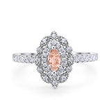 Art Deco Marquise Wedding Ring Simulated Cubic Zirconia 925 Sterling Silver