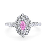 Art Deco Marquise Wedding Ring Simulated Cubic Zirconia 925 Sterling Silver