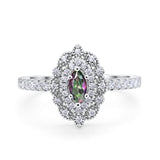 Art Deco Marquise Wedding Ring Simulated Cubic Zirconia 925 Sterling Silver