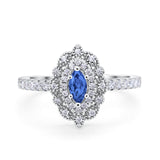 Art Deco Marquise Wedding Ring Simulated Cubic Zirconia 925 Sterling Silver