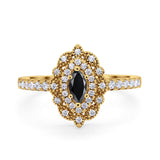 Art Deco Marquise Wedding Ring Simulated Cubic Zirconia 925 Sterling Silver