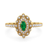 Art Deco Marquise Wedding Ring Simulated Cubic Zirconia 925 Sterling Silver