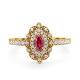 Art Deco Marquise Wedding Ring Simulated Cubic Zirconia 925 Sterling Silver